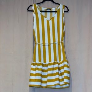 Gold and white sleeveless dress